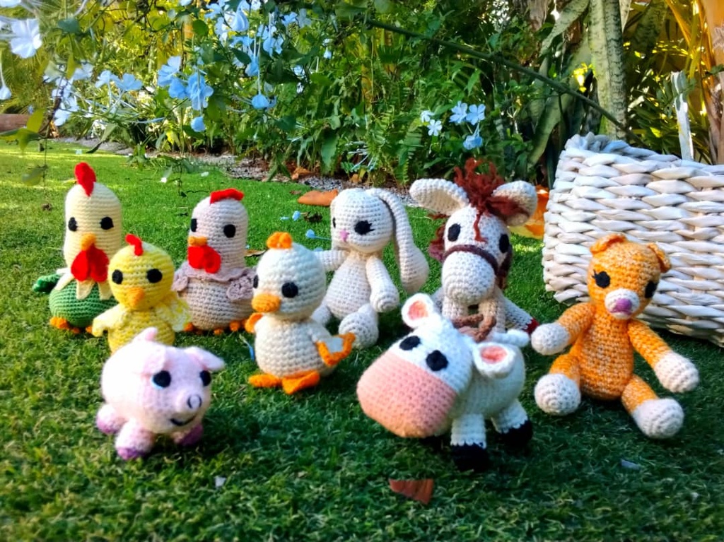 Cestas de animalitos de la granja (crochet)